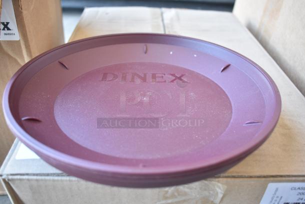 BRAND NEW SCRATCH AND DENT! Box of 24 Dinex Poly Maroon Dishes - Image 1 of 4