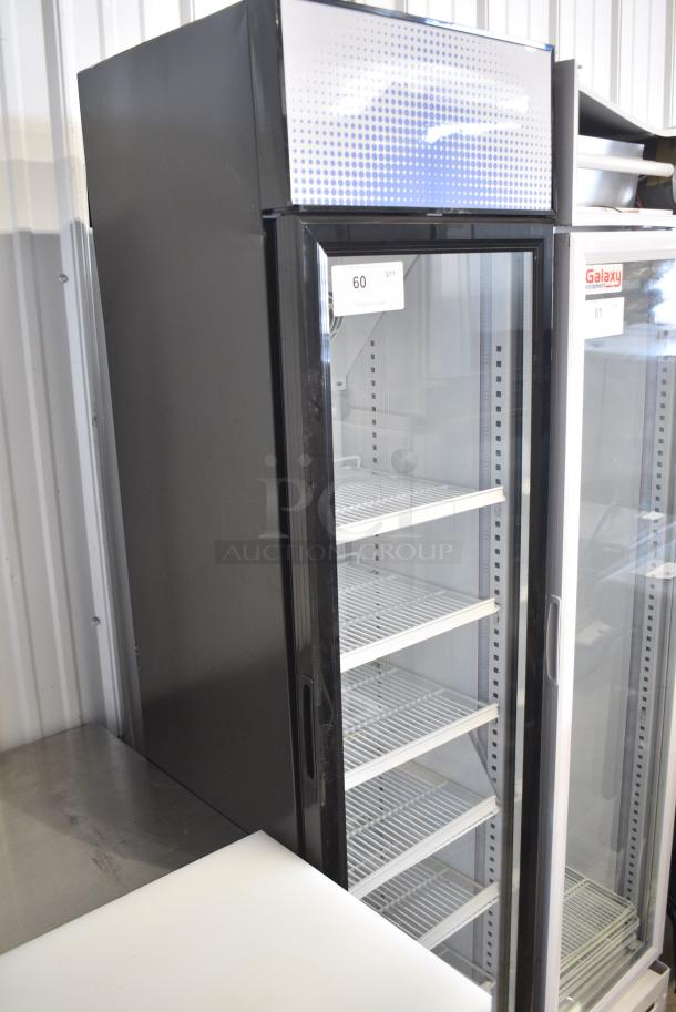 BRAND NEW SCRATCH AND DENT! Galaxy 177GDN5RBB Metal Commercial Single Door Reach In Cooler Merchandiser with Red, White, and Blue LED Lighting. 110-120 Volts, 1 Phase. Tested and Working! - Image 2 of 8