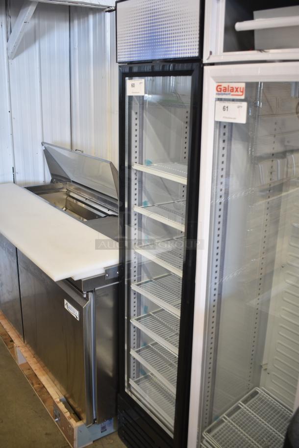 BRAND NEW SCRATCH AND DENT! Galaxy 177GDN5RBB Metal Commercial Single Door Reach In Cooler Merchandiser with Red, White, and Blue LED Lighting. 110-120 Volts, 1 Phase. Tested and Working! - Image 3 of 8