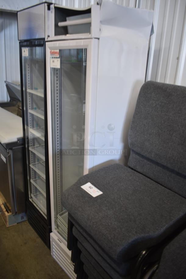 BRAND NEW SCRATCH AND DENT! Galaxy 177GDN5RBW Metal Commercial Single Door Reach In Cooler Merchandiser with Red, White, and Blue LED Lighting. 110-120 Volts, 1 Phase. Tested and Powers On But Does Not Get Cold - Image 3 of 9