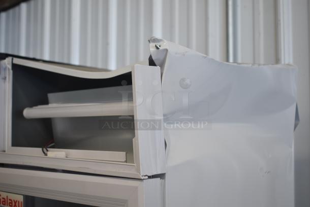 BRAND NEW SCRATCH AND DENT! Galaxy 177GDN5RBW Metal Commercial Single Door Reach In Cooler Merchandiser with Red, White, and Blue LED Lighting. 110-120 Volts, 1 Phase. Tested and Powers On But Does Not Get Cold - Image 5 of 9