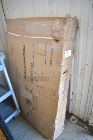BRAND NEW SCRATCH AND DENT! Regency 600TSB3048S Regency 30" x 48" 16-Gauge Stainless Steel Commercial Work Table with 4" Backsplash and Undershelf. May Be Missing Pieces.