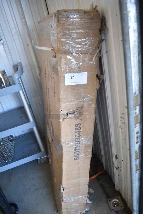 BRAND NEW SCRATCH AND DENT! Regency 600TSB3048S Regency 30" x 48" 16-Gauge Stainless Steel Commercial Work Table with 4" Backsplash and Undershelf. May Be Missing Pieces. - Image 2 of 4