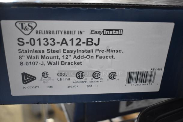 2 BRAND NEW SCRATCH AND DENT! Eversteel by T&S S-0133-A12-BJ Stainless Steel 8" Wall Mount Mixing Faucet with 12" Swing Nozzle and Pre-Rinse Unit with 1.07 GPM Spray Valve. 2 Times Your Bid! - Image 5 of 7
