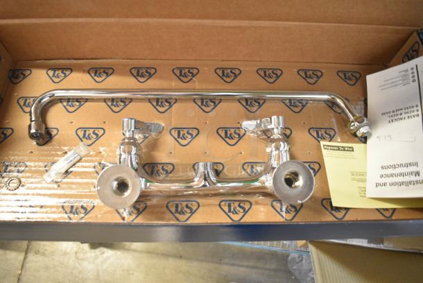 2 BRAND NEW SCRATCH AND DENT! Eversteel by T&S S-0133-A12-BJ Stainless Steel 8" Wall Mount Mixing Faucet with 12" Swing Nozzle and Pre-Rinse Unit with 1.07 GPM Spray Valve. 2 Times Your Bid! - Image 6 of 7
