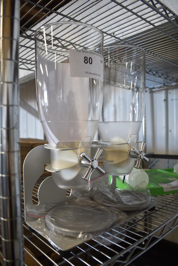 BRAND NEW SCRATCH AND DENT! IDM Clear Poly Countetop 2 Hopper Dry Goods Dispenser. - Image 2 of 6