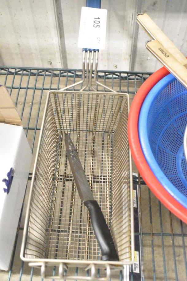 6 Various Items Including 2 Strainers, 2 Colanders, Fry Basket and Knife. 6 Times Your Bid! - Image 2 of 3