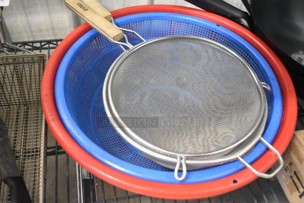 6 Various Items Including 2 Strainers, 2 Colanders, Fry Basket and Knife. 6 Times Your Bid! - Image 3 of 3