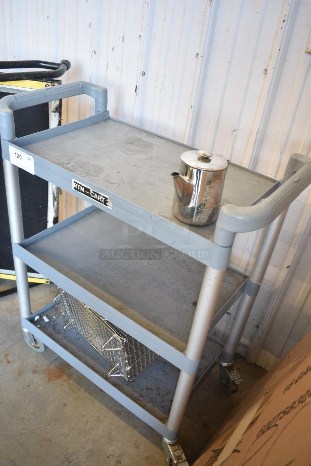 Gray Poly 3 Tier Cart on Commercial Casters. - Image 3 of 5