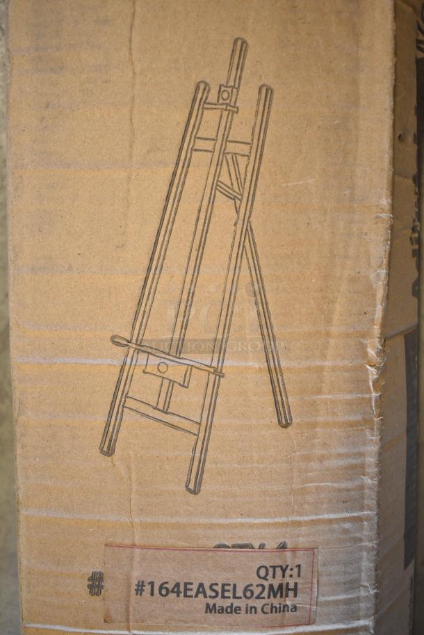 BRAND NEW SCRATCH AND DENT! Choice 164EASEL62MH 23" x 62" Adjustable Mahogany Wood Easel - Image 1 of 4