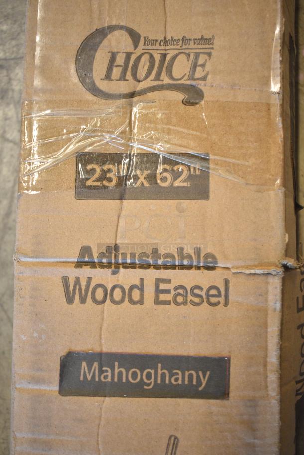 BRAND NEW SCRATCH AND DENT! Choice 164EASEL62MH 23" x 62" Adjustable Mahogany Wood Easel - Image 4 of 4