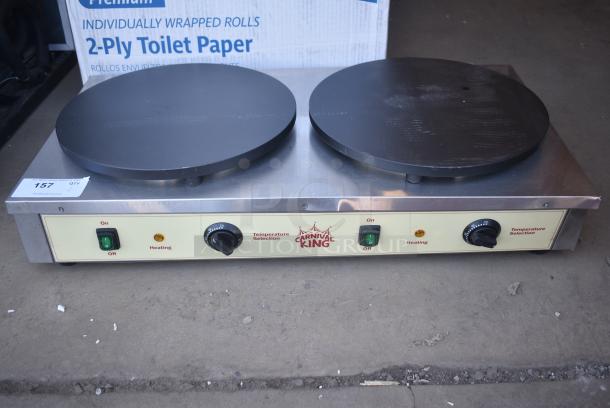 BRAND NEW SCRATCH AND DENT! 2023 Carnival King 382TCM16DBL Stainless Steel Commercial 16" Dual Non-Stick Crepe Maker. 208-240 Volts, 1 Phase. - Image 1 of 7