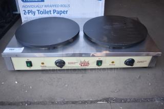 BRAND NEW SCRATCH AND DENT! 2023 Carnival King 382TCM16DBL Stainless Steel Commercial 16" Dual Non-Stick Crepe Maker. 208-240 Volts, 1 Phase.