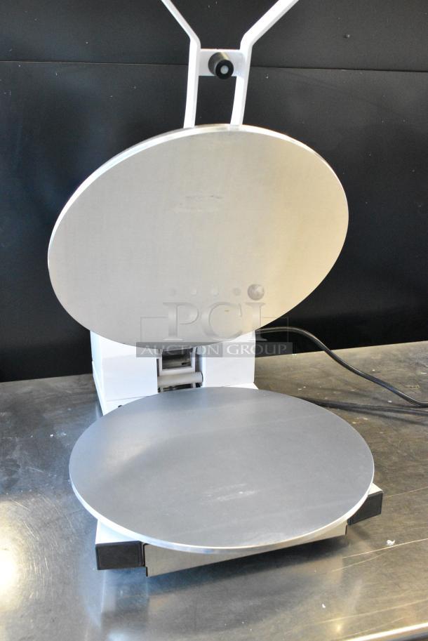 BRAND NEW SCRATCH AND DENT! Estella 348DPC18T Metal Commercial Countertop 18" Dual-Heat Manual Clamshell Pizza / Tortilla Dough Press. 240 Volts, 1 Phase. - Image 3 of 7