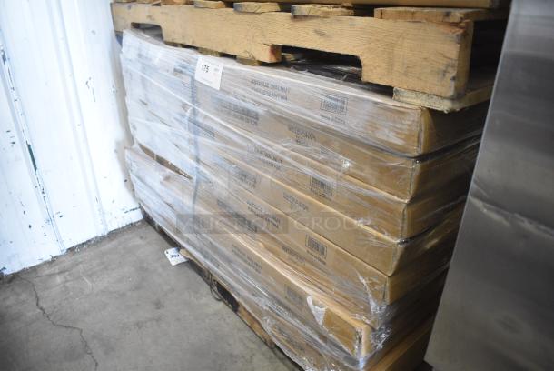 10 BRAND NEW SCRATCH AND DENT! 3493636ANTWA Lancaster Table & Seating Square Industrial Solid Wood Live Edge Table Top with Rustic Walnut Finish. 10 Times Your Bid! - Image 2 of 4