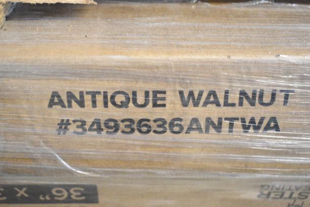 10 BRAND NEW SCRATCH AND DENT! 3493636ANTWA Lancaster Table & Seating Square Industrial Solid Wood Live Edge Table Top with Rustic Walnut Finish. 10 Times Your Bid! - Image 3 of 4