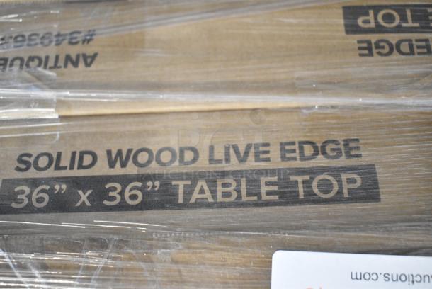 10 BRAND NEW SCRATCH AND DENT! 3493636ANTWA Lancaster Table & Seating Square Industrial Solid Wood Live Edge Table Top with Rustic Walnut Finish. 10 Times Your Bid! - Image 4 of 4
