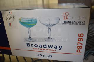 2 BRAND NEW SCRATCH AND DENT! Box of 6 Arcoroc P8796 Broadway 8 oz. Coupe Glass by Arc Cardinal. 2 Times Your Bid!