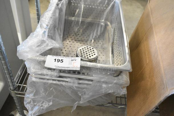 5 BRAND NEW SCRATCH AND DENT! Stainless Steel Items Including Sink Strainer and Full Size Drop In Bins. 5 Times Your Bid! - Image 1 of 4