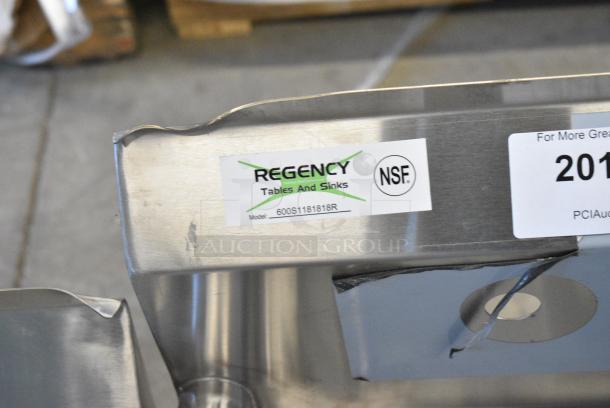 BRAND NEW SCRATCH AND DENT! Regency 600S1181818R Stainless STeel Single Bay Sink w/ Right Side Drain Board. No Legs. - Image 5 of 5