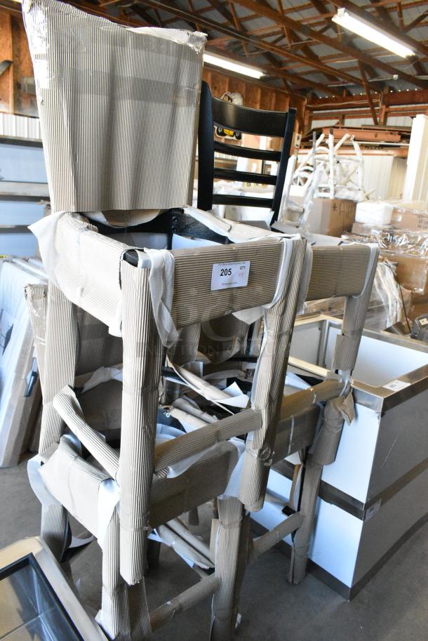 4 BRAND NEW SCRATCH AND DENT! Lancaster Table & Seating 164BLADBLKFR Wood Pattern Ladder Back Bar Height Chair Frame. 4 Times Your Bid! - Image 2 of 5