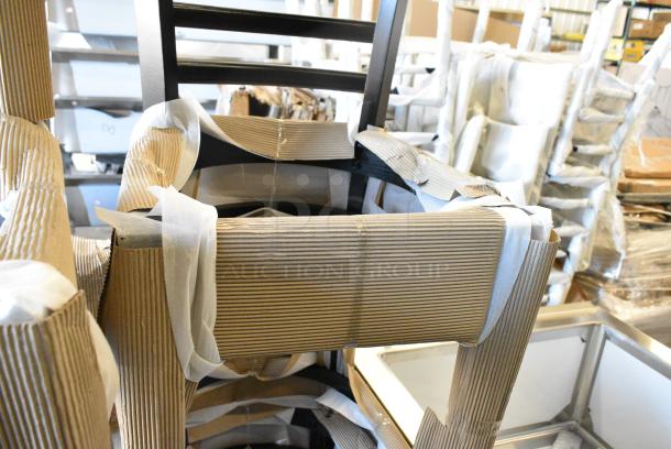 4 BRAND NEW SCRATCH AND DENT! Lancaster Table & Seating 164BLADBLKFR Wood Pattern Ladder Back Bar Height Chair Frame. 4 Times Your Bid! - Image 4 of 5