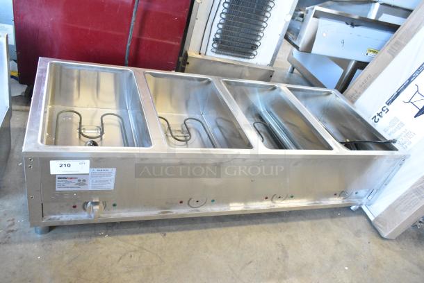 BRAND NEW SCRATCH AND DENT! 2024 ServIt 423EST4WO500 Stainless Steel Four Pan Open Well Electric Steam Table with Adjustable Undershelf. 120 Volts, 1 Phase. Cannot Test Due To Plug Style - Image 4 of 10