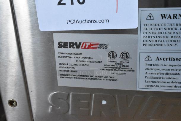 BRAND NEW SCRATCH AND DENT! 2024 ServIt 423EST4WO500 Stainless Steel Four Pan Open Well Electric Steam Table with Adjustable Undershelf. 120 Volts, 1 Phase. Cannot Test Due To Plug Style - Image 10 of 10