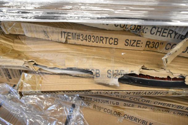 25 BRAND NEW SCRATCH AND DENT! Items Including 34930RTCB Lancaster Table & Seating 30" Laminated Round Table Top Reversible Cherry / Black, 164TS1000 Lancaster Table & Seating 10" Cast Iron Table Base Spider. 25 Times Your Bid! - Image 3 of 6