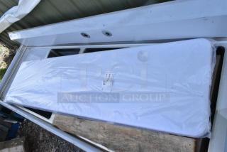 BRAND NEW SCRATCH AND DENT! 384YCZ1872 Lancaster Table & Seating 18" x 72" Granite White Heavy-Duty Blow Molded Plastic Folding Table