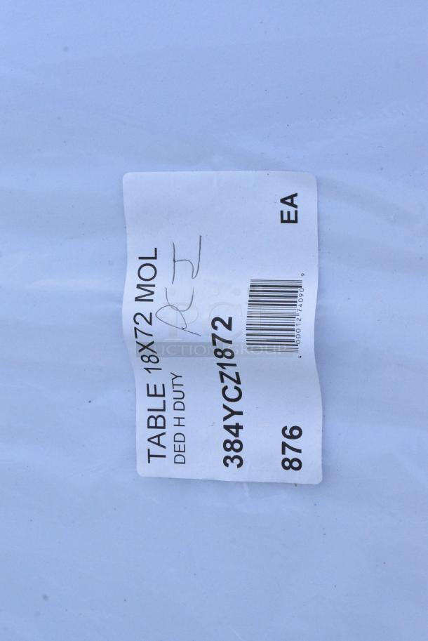BRAND NEW SCRATCH AND DENT! 384YCZ1872 Lancaster Table & Seating 18" x 72" Granite White Heavy-Duty Blow Molded Plastic Folding Table - Image 3 of 3