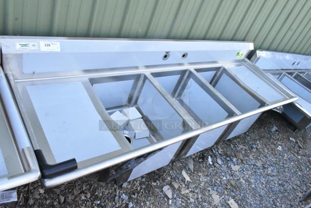BRAND NEW SCRATCH AND DENT! Regency 600S31824218 Stainless Steel 3 Bay Sink w/ Dual Drain Boards. - Image 1 of 8
