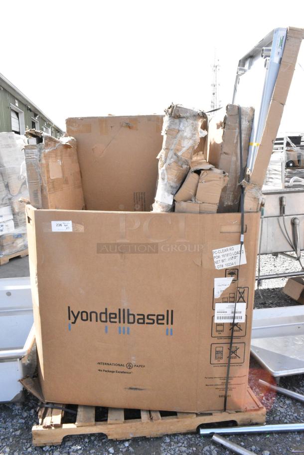 13 BRAND NEW SCRATCH AND DENT! Items Including 7 600SCSS1818 Regency 18 Gauge Stainless Steel Sink Cover for 18" x 18" Bowls, 600TSS2448S Regency Spec Line 24" x 48" 14 Gauge Stainless Steel Commercial Work Table with Undershelf, 600TB2460G Regency 24" x 60" 18-Gauge 304 Stainless Steel Commercial Work Table with 4" Backsplash and Galvanized Undershelf, 600ES3048G Regency 30" x 48" 16-Gauge Stainless Steel Equipment Stand with Galvanized Undershelf, 1643660TFGRY Lancaster Table & Seating 36" x 60" Rectangular Thermo-Formed MDF Table Top with Gray Wood Finish. 13 Times Your Bid! - Image 1 of 10