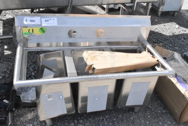 BRAND NEW SCRATCH AND DENT! Regency 600S31014 Stainless Steel 3 Bay Sink. No Legs. - Image 1 of 6
