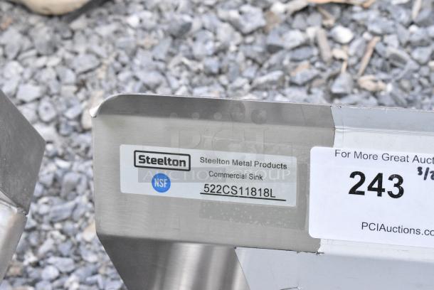 BRAND NEW SCRATCH AND DENT! Steelton 522CS11818L 38 3/4" 18-Gauge Stainless Steel One Compartment Commercial Sink with Left Drainboard - 18" x 18" x 12" Bowl. No Legs. - Image 5 of 5
