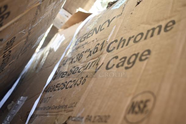BRAND NEW SCRATCH AND DENT! Regency 460ECSC2436 NSF Chrome Wire Security Cage - 24" x 36" x 61". May Be Missing Pieces. - Image 2 of 3