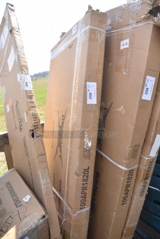 BRAND NEW SCRATCH AND DENT! Regency 109APR1820L 20 Pan End Load Bun / Sheet Pan Rack with Non-Marking Casters - Unassembled. May Be Missing Pieces.