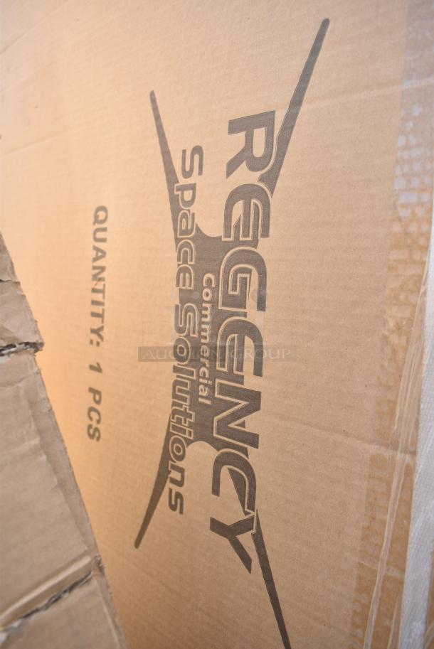 BRAND NEW SCRATCH AND DENT! Regency 109APR1820L 20 Pan End Load Bun / Sheet Pan Rack with Non-Marking Casters - Unassembled. May Be Missing Pieces. - Image 2 of 4