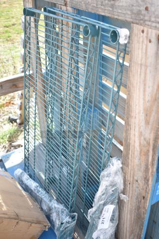 BRAND NEW SCRATCH AND DENT! Lot of 2 Green Wire Shelves and Bracket