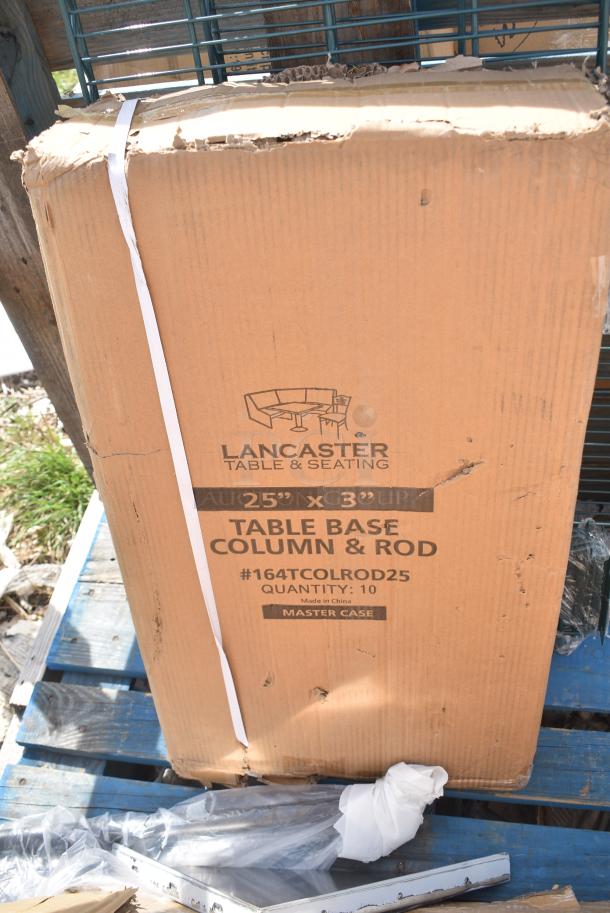 BRAND NEW SCRATCH AND DENT! Box of 10 Lancaster Table & Seating 164TCOLRD425 25 3/16" x 4 1/2" Standard Height Table Base Column and Rod. May Be Missing Pieces. - Image 1 of 3