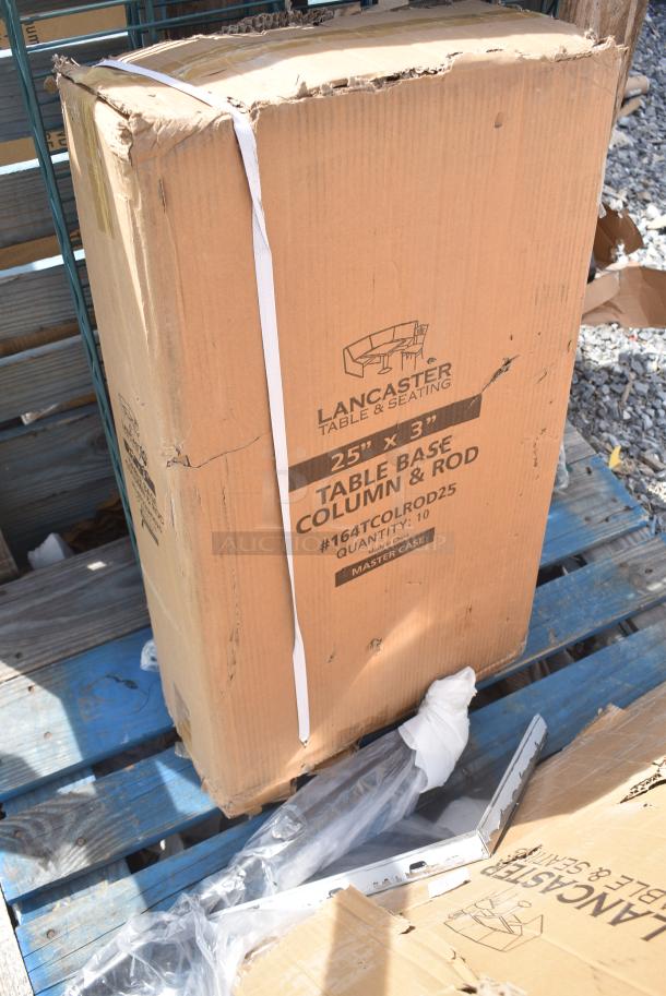 BRAND NEW SCRATCH AND DENT! Box of 10 Lancaster Table & Seating 164TCOLRD425 25 3/16" x 4 1/2" Standard Height Table Base Column and Rod. May Be Missing Pieces. - Image 2 of 3