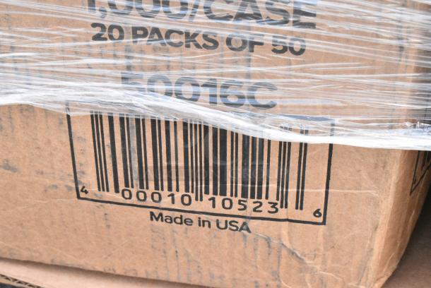 27 BRAND NEW SCRATCH AND DENT! Items Including 760SOUP16WPA Choice 16 oz. White Double Poly-Coated Paper Food Cup with Vented Paper Lid - 250/Case, 347RP10WHSLV Visions 10" White Plastic Plate with Silver Lattice Design - 120/Case, 433NHT101H Choice 1/6 Standard Size White "Thank You" Medium-Duty Plastic T-Shirt Bag - 1,000/Case, 394365L Noble Products Powder-Free Disposable Clear Vinyl Gloves for Foodservice - Large - 1000/Case, 395TO991 EcoChoice 9" x 9" x 3" Compostable No PFAS Added Bamboo / Bagasse 1 Compartment Take-Out Box - 200/Case, 24514104WBKBL Baker's Lane 14" x 10" x 4" Kraft Customizable Quarter Sheet Auto-Popup Window Cake / Bakery Box - 100/Bundle, 612FS4255HD Choice Half Size Heavy-Duty Foil Steam Table Pan Medium 2 3/16" Depth - 100/Case, 50016C Choice 16 oz. Coffee Print Poly Paper Hot Cup - 1,000/Case, 500LFLAT32 Choice Clear Plastic Flat Lid with Straw Slot - 32 oz. - 500/Case, VacPak-It 186CVB1010 10" x 10" Chamber Vacuum Packaging Pouches / Bags 3 Mil - 1,000/Case, 130TONG9HDBK Visions 9" Individually Wrapped Extra Heavy-Duty Black Disposable Polypropylene Tongs - 24/Case, 760DOMELID16 Choice 12-22 oz. Translucent Cold Cup Dome Lid with Opening - 1000/Case. 27 Times Your Bid! - Image 16 of 20