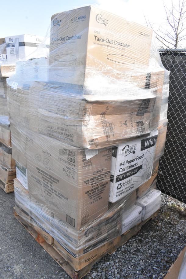 29 BRAND NEW SCRATCH AND DENT! Items Including 130WSSPOON Choice Medium Weight White Polypropylene Plastic Soup Spoon - 1,000/Case, 795PTOBK3 Choice 7 3/4" x 5 1/2" x 2 1/2" Black Microwavable Folded Paper #3 Take-Out Container - 200/Case, 500TW7 Choice 7 oz. Translucent Thin Wall Plastic Cold Cup - 2,500/Case, 612POB225LB Choice Oblong Clear Plastic Dome Lid for 2.25 lb. & 1.5 lb. Shallow Foil Take-Out Container - 500/Case, 795PTOWHT4 Choice White Microwavable Folded Paper #4 Take-Out Container 7 3/4" x 5 1/2" x 3 1/2" - 160/Case, 5008RIPKRPE Choice 8 oz. Squat Double Wall Ripple Kraft Paper Hot Cup - 500/Case, Ice Bags, Dart 60HT1 White Foam Hinged Lid Container 6" x 6" x 3" - 500/Case, 500CC16 Choice Clear PET Customizable Plastic Cold Cup - 16 oz. - 1,000/Case. 29 Times Your Bid! - Image 3 of 22