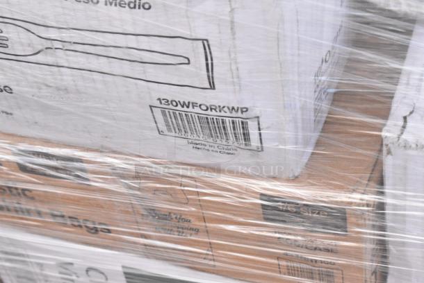 32 BRAND NEW SCRATCH AND DENT! Items Including 500TO993 Choice 9" x 9" x 3" Microwavable 1-Compartment Black / Clear Plastic Hinged Container - 100/Case, 500TO1183C2 Choice 11" x 8 1/2" x 3" Microwaveable 2-Compartment Black / Clear Plastic Hinged Container - 100/Case, 127PL2 Choice PET Plastic Lid for 1.5 to 2.5 oz. Souffle Cup / Portion Cup - 2500/Case, 760SOUP12KB Choice 12 oz. Kraft Poly-Coated Paper Food Cup - 1000/Case, 433BR14 BAG SHOP HNDL 14X8X15 200 BROWN, 50016W Choice 16 oz. White Poly Paper Hot Cup - 1,000/Case, 130TASTERNEO Choice 3" Neon Plastic Taster Spoon with Assorted Colors - 3,000/Case, 347TCL7 Choice 7-8 oz. Clear Disposable Plastic Tumbler - 500/Case. 32 Times Your Bid! - Image 17 of 18