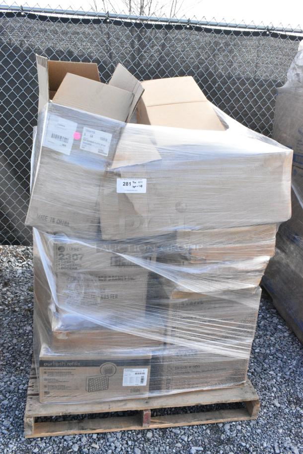 28 BRAND NEW SCRATCH AND DENT! Items Including Libbey 2307 Geo Glasses, San Jamar Cup Dispenser, Square Crocks, Rocks Glasses. 28 Times Your Bid! - Image 1 of 15