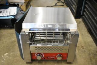 BRAND NEW SCRATCH AND DENT! Avantco 184T140 Stainless Steel Commercial 10" Wide Conveyor Toaster with 3" Opening. 300 Slices per Hour. 120 Volts, 1 Phase.