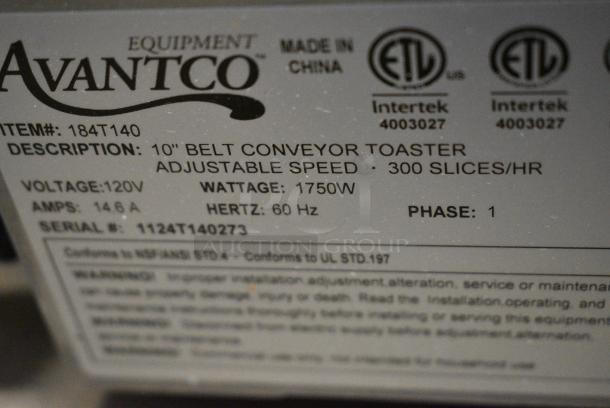 BRAND NEW SCRATCH AND DENT! Avantco 184T140 Stainless Steel Commercial 10" Wide Conveyor Toaster with 3" Opening. 300 Slices per Hour. 120 Volts, 1 Phase. - Image 14 of 15
