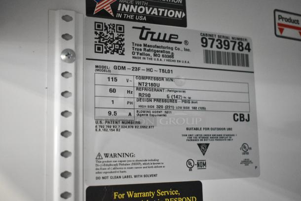 2019 True GDM-23F-HC Metal Commercial Single Door Reach In Freezer Merchandiser w/ Poly Coated Racks. 115 Volts, 1 Phase. Tested and Working! - Image 5 of 5