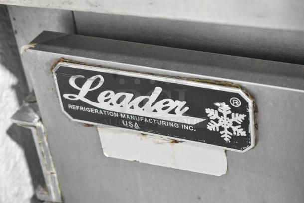Leader ESLM72S/C Stainless Steel Commercial Sandwich Salad Prep Table Bain Marie Mega Top w/ 2 Over Shelves on Commercial Casters. 115 Volts, 1 Phase. Cannot Test Due To Cut Power Cord - Image 2 of 10