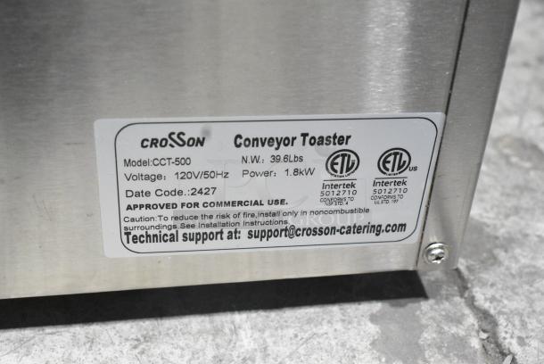 LIKE NEW! 2024 Crosson CCT-500 Stainless Steel Commercial Countertop Electric Powered Conveyor Toaster. 120 Volts, 1 Phase. Tested and Working! - Image 6 of 6